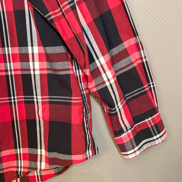US Polo Assn Shirt XL Mens Long Sleeve Button Down Plaid Stretch Red Black - Picture 4 of 12